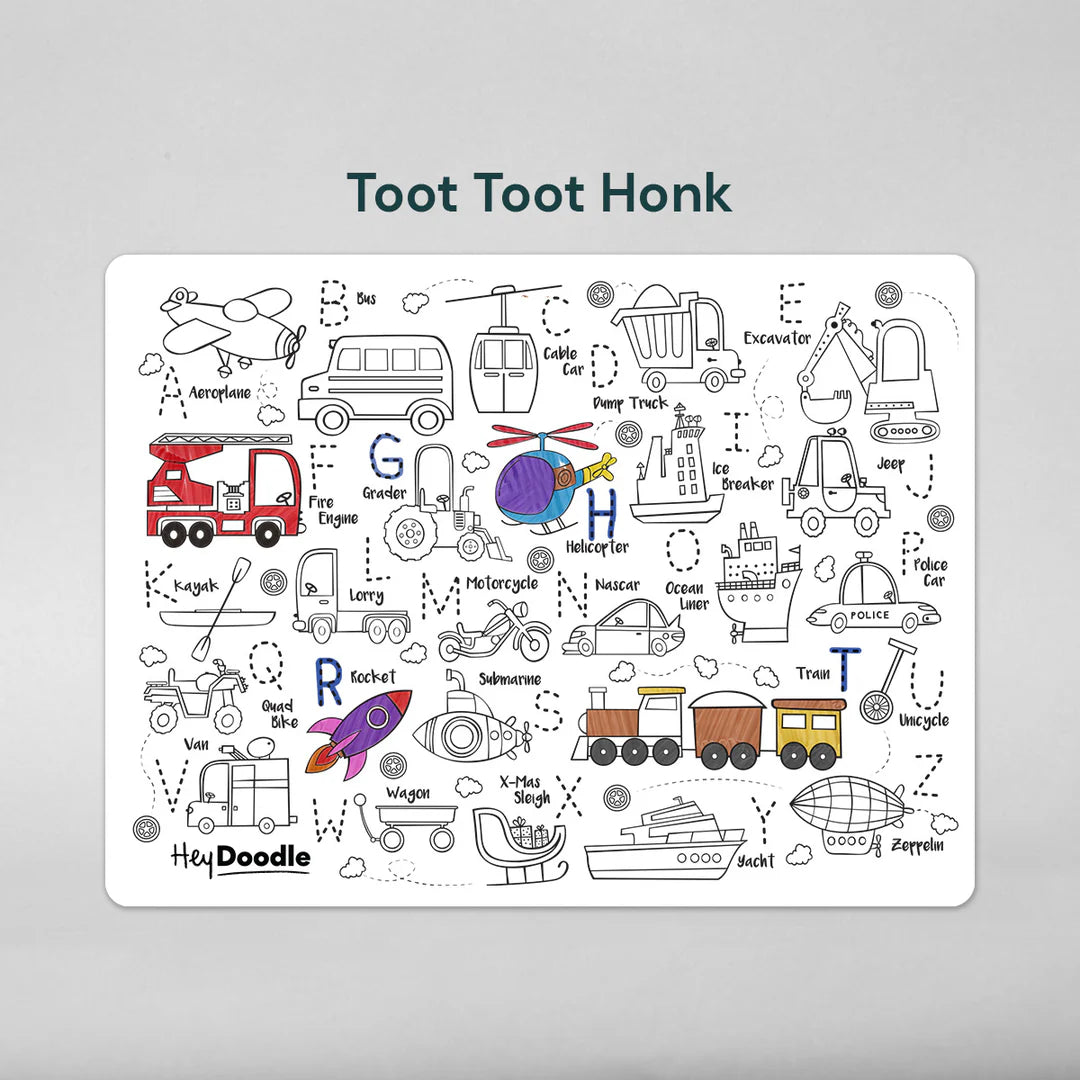 Toot Toot Honk Classic Colouring & Doodle Mat