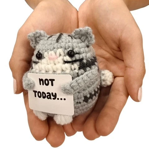 Not Today... Cat Mini Hand Crochet Plush Support by Kaiko