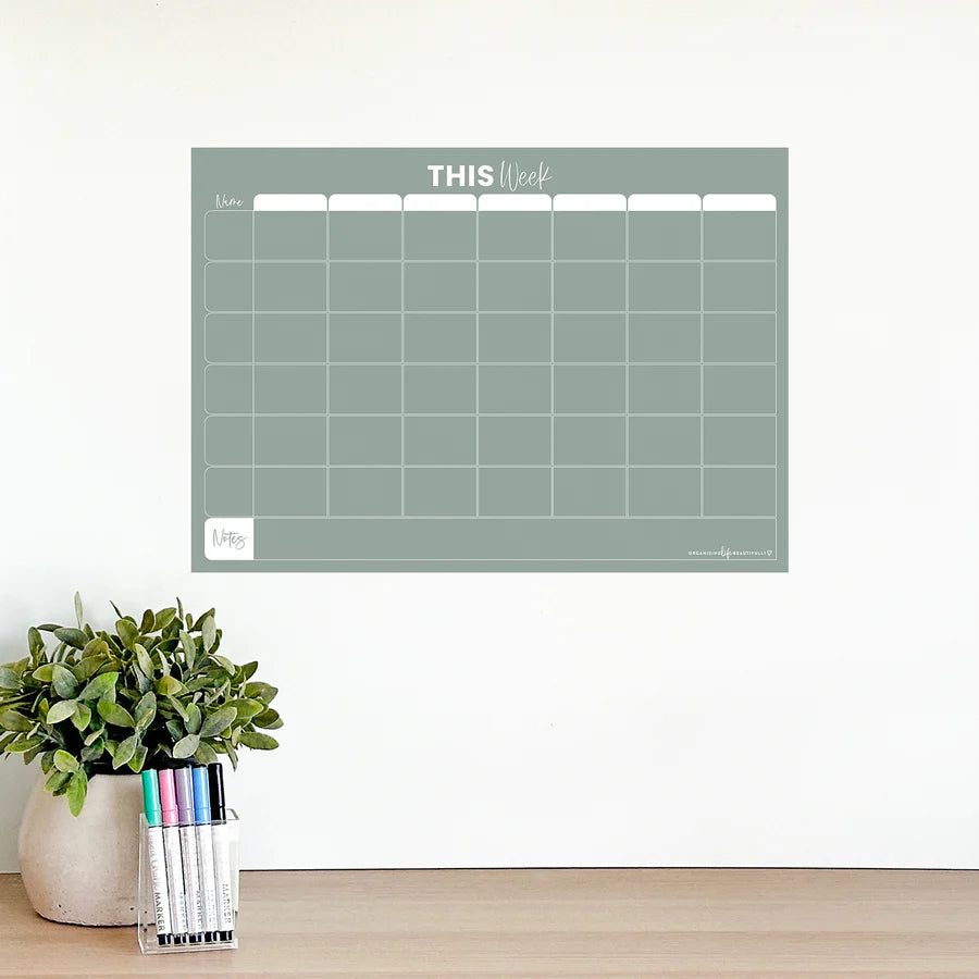 Oranising_life_beautifully_Magnet_Family_Weekly_Planner_Sage__A3__on_wall