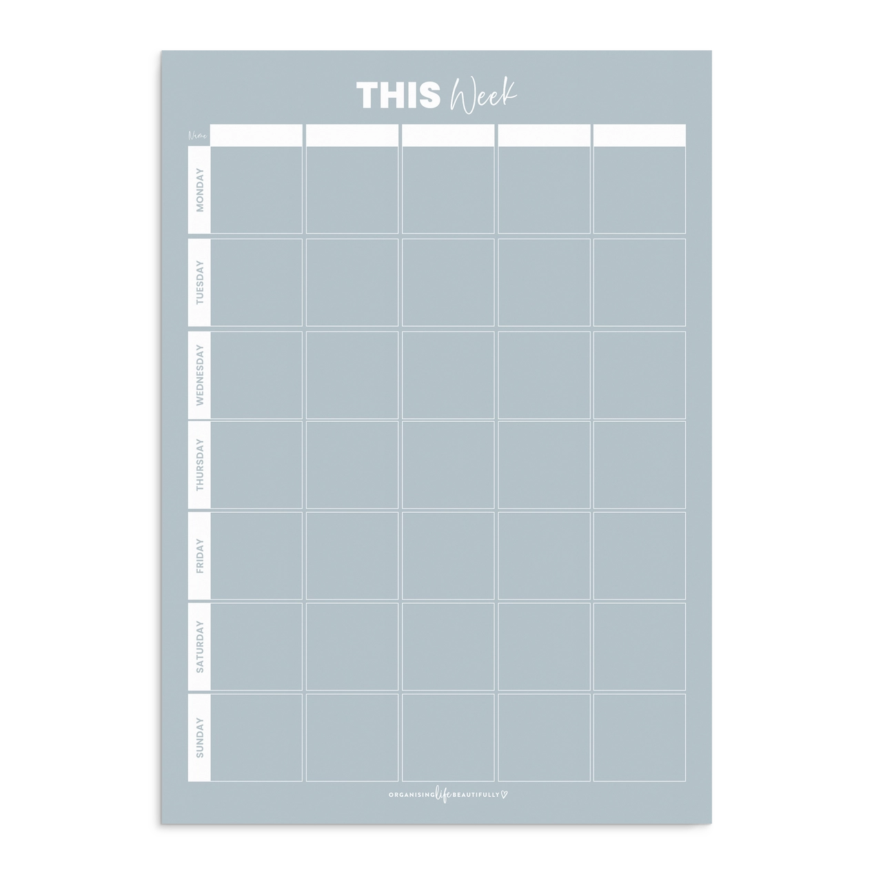 Organising_life_beautifully_family_weekly_planner_sky_blue_blank