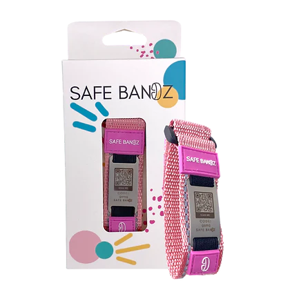 Safe Bandz- Waterproof Reflective Wristband for Worry-Free Adventures- Pink