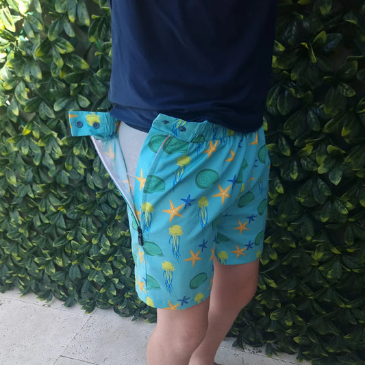 Ultra Zips Spikey Blue | Adaptive Boardshorts for Kids