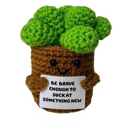 Be Brave to Suck at Something New Succulent Mini Hand Crochet Plush Support by Kaiko