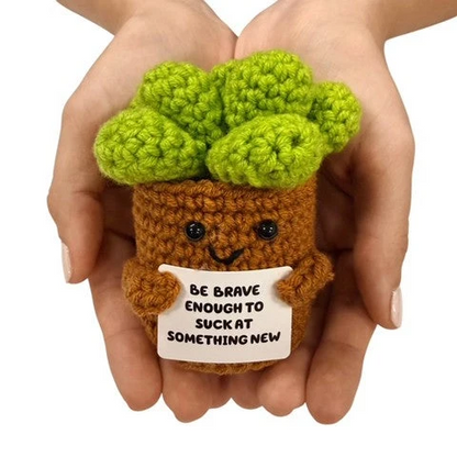 Be Brave to Suck at Something New Succulent Mini Hand Crochet Plush Support by Kaiko