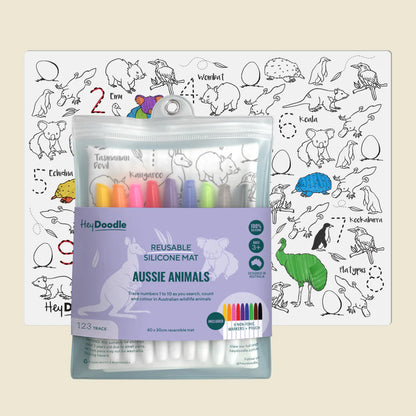 Aussie Animals Classic Colouring & Doodle Mat- Hey Doodle