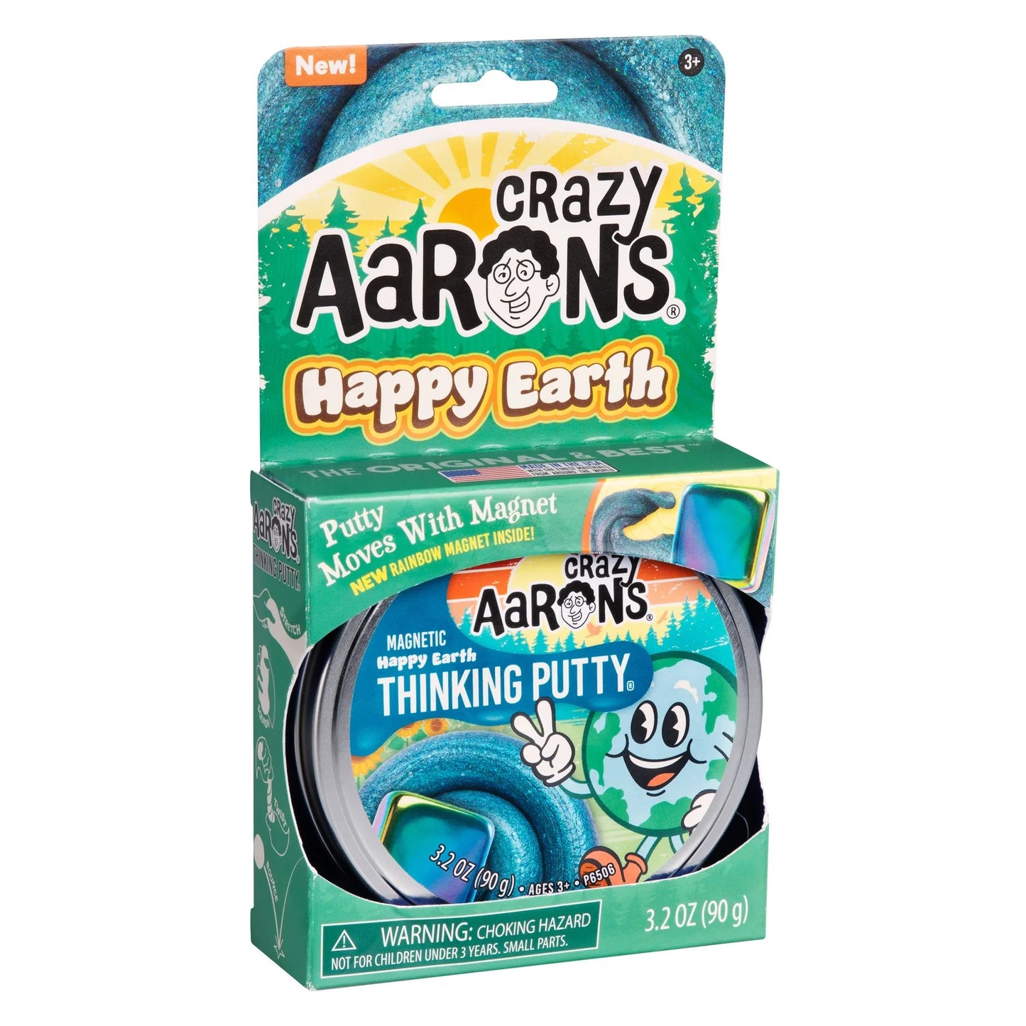 Crazy Aaron's Happy Earth putty packaging on a white background. Crazy_Arron_s_Happy_Earth_thinking_putty