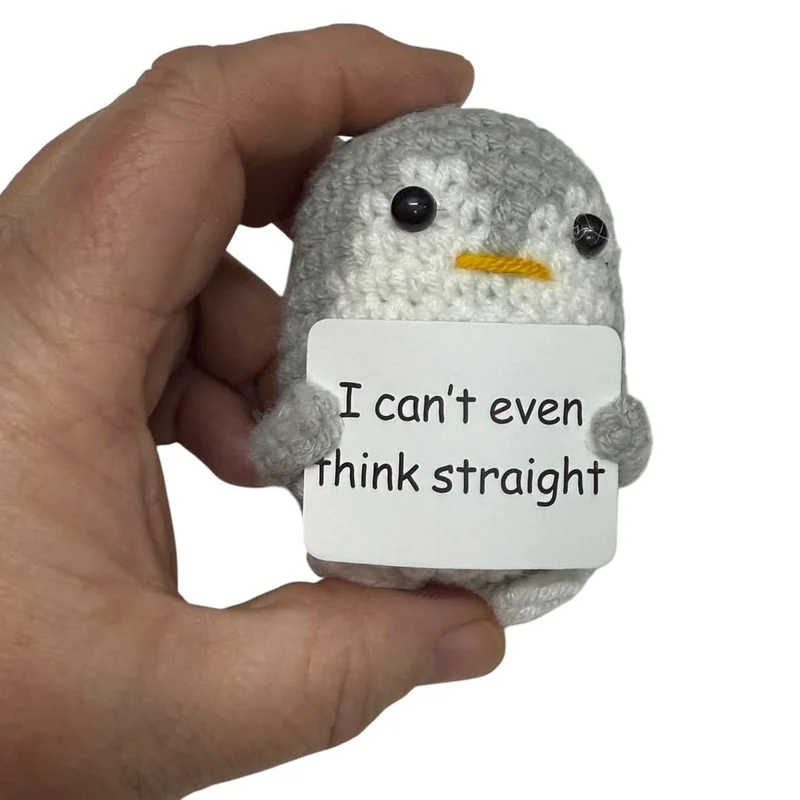 I Can't Even Think Straight Penguin- Mini Hand Crochet Plush Support by Kaiko