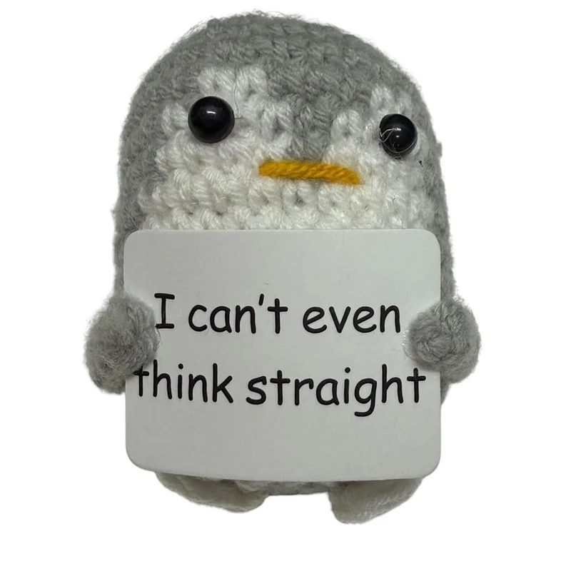 I Can't Even Think Straight Penguin- Mini Hand Crochet Plush Support by Kaiko