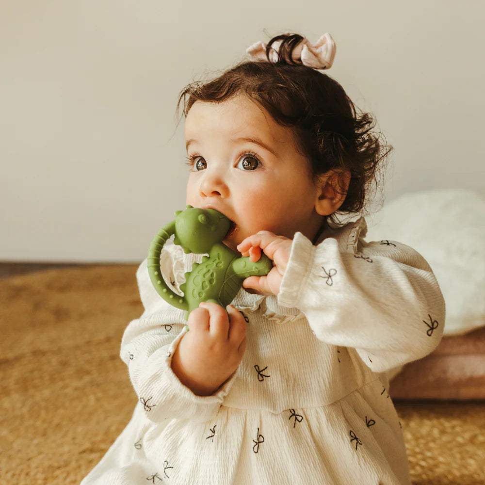 Jellystone_Designs_Dino_teether_green_baby_chewing