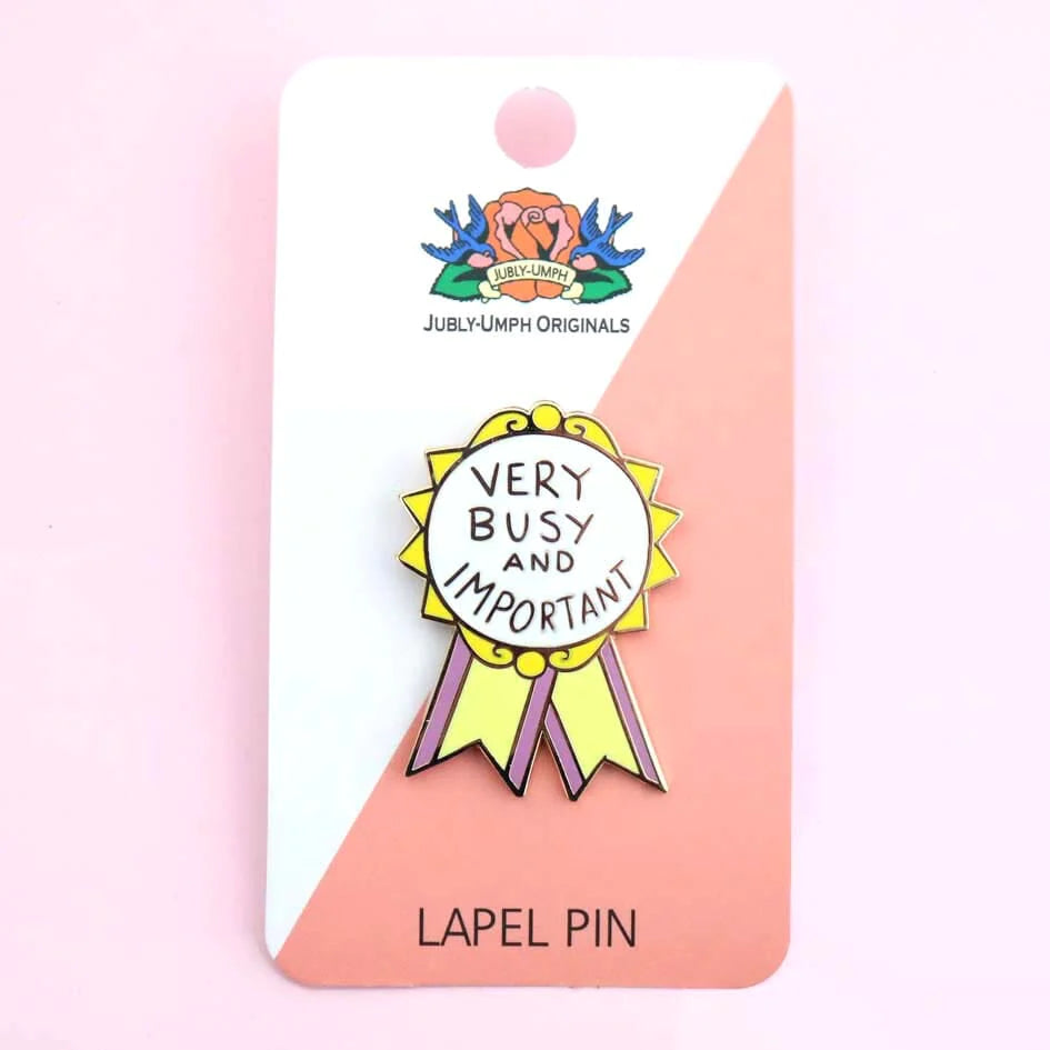 Jubly-Umph_Very_busy_and_important_Lapel_pin_on_card_backing