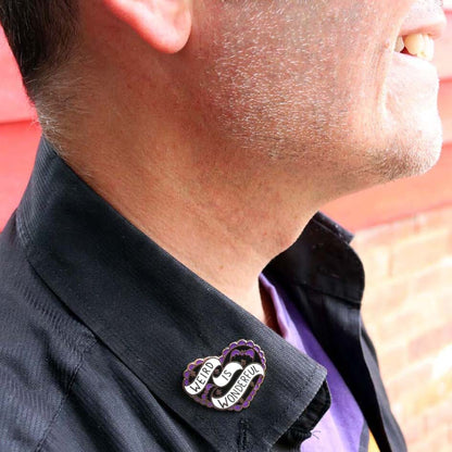 Jubly-Umph_Weird_Is_Wonderful_Lapel_Pin_on_shirt_lapel