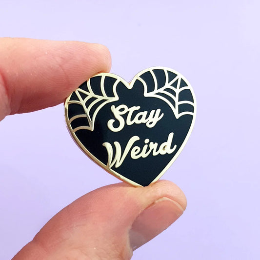 'Stay Weird' Black Heart Lapel Pin- Jubly-Umph