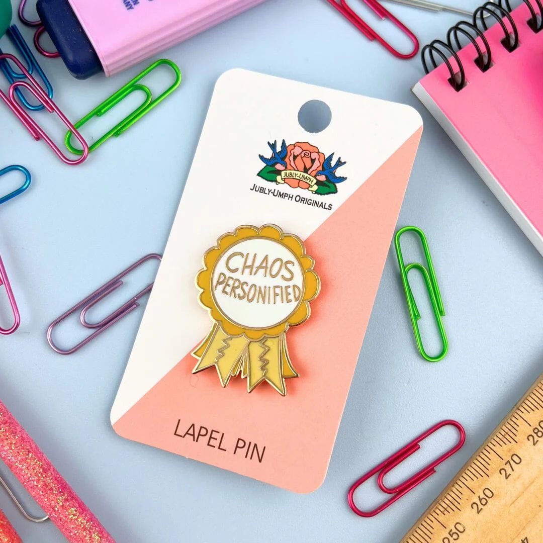 Jubly_Umph_Chaos_Personified_Lapel_Pin_in_packaging