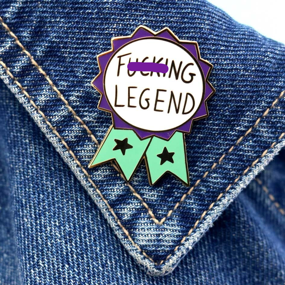 Jubly_Umph_Fucking_legend_lapel_Pin_on_denim
