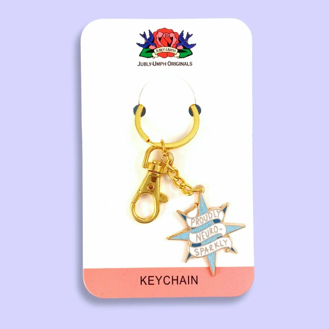 Jubly_Umph_KeyChain_Proudly_neuro_sparkly_on_card_backing