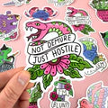 Jubly_Umph_Sticker_Not_demure_just_hostile_sticker_hand