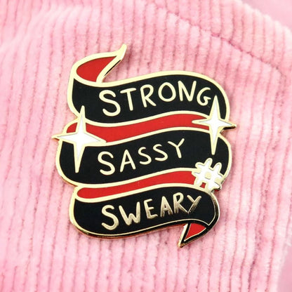 Jubly_Umph_strong_sassy_sweary_lapel_pin_on_pink_cord