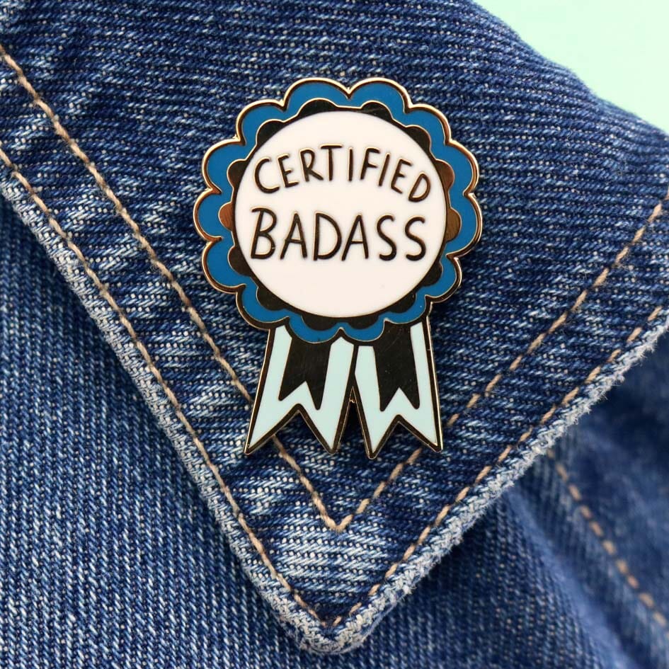Jubly_umph_Pin_certified_Bad_Ass_Pin_on_Denim_jacket
