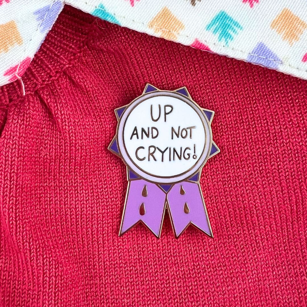 Jubly_umph_Up_And_Not_Crying_Lapel_Pin_on_jumper