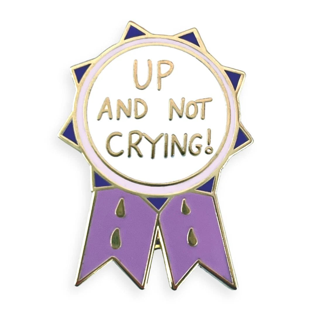 Jubly_umph_Up_And_Not_Crying_Lapel_Pin_on_white_background