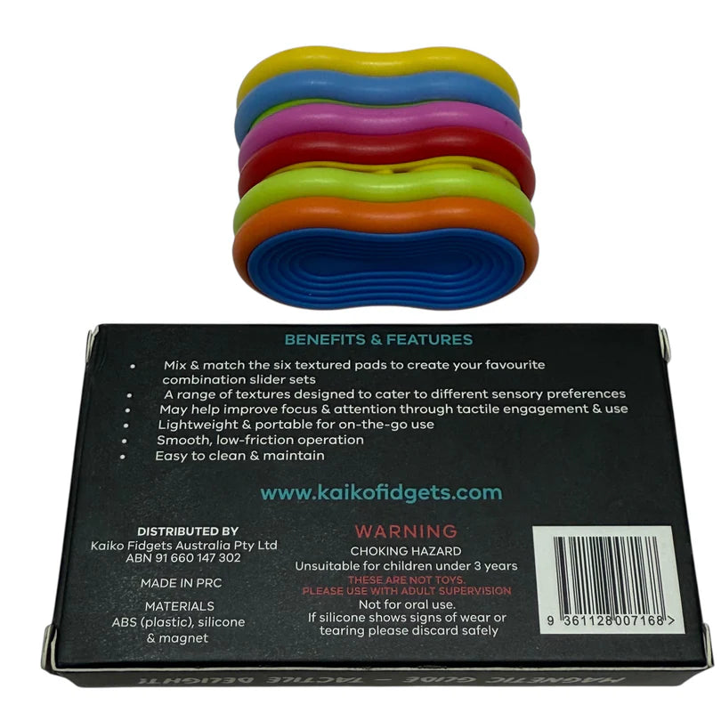 Mag Sliders - Six Interchangeable Magnetic Textured Pad Fidgets by Kaiko