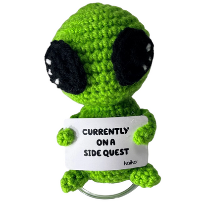 Currently on a Side Quest Alien Mini Hand Crochet Plush Support by Kaiko