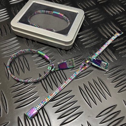 Kaiko_fidgets_Unisex_Oil_Slick_Metal_Zipper_Bracelet_in_packaging