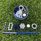 Kaiko_works_fidget_kit_blue_Spread_out_on_display_on_grass