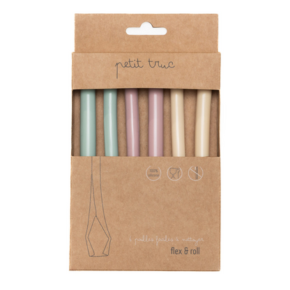 Set of 6 silicon straws Flex & Roll by Kiddikutter