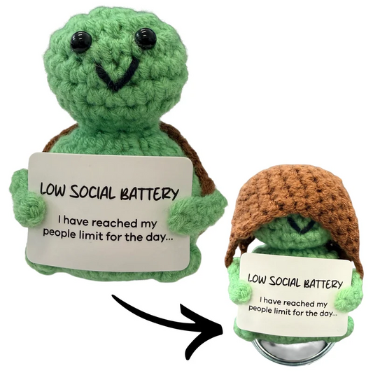 Low Social Battery Turtle - Mini Hand Crochet Plush Support by Kaiko