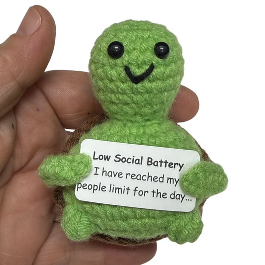 Low Social Battery Turtle - Mini Hand Crochet Plush Support by Kaiko