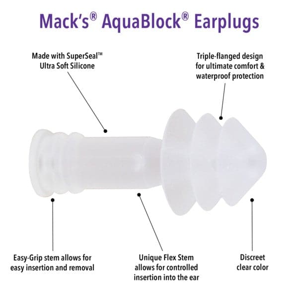 Macks AquaBlock Reusable Swimming Ear Plugs