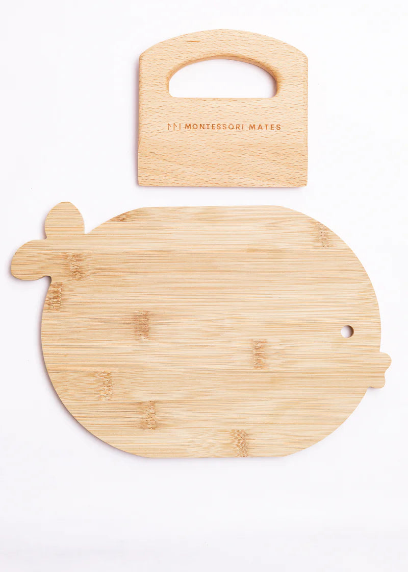Montessori Mates- Wooden Kids Cutting Board + Knife Set
