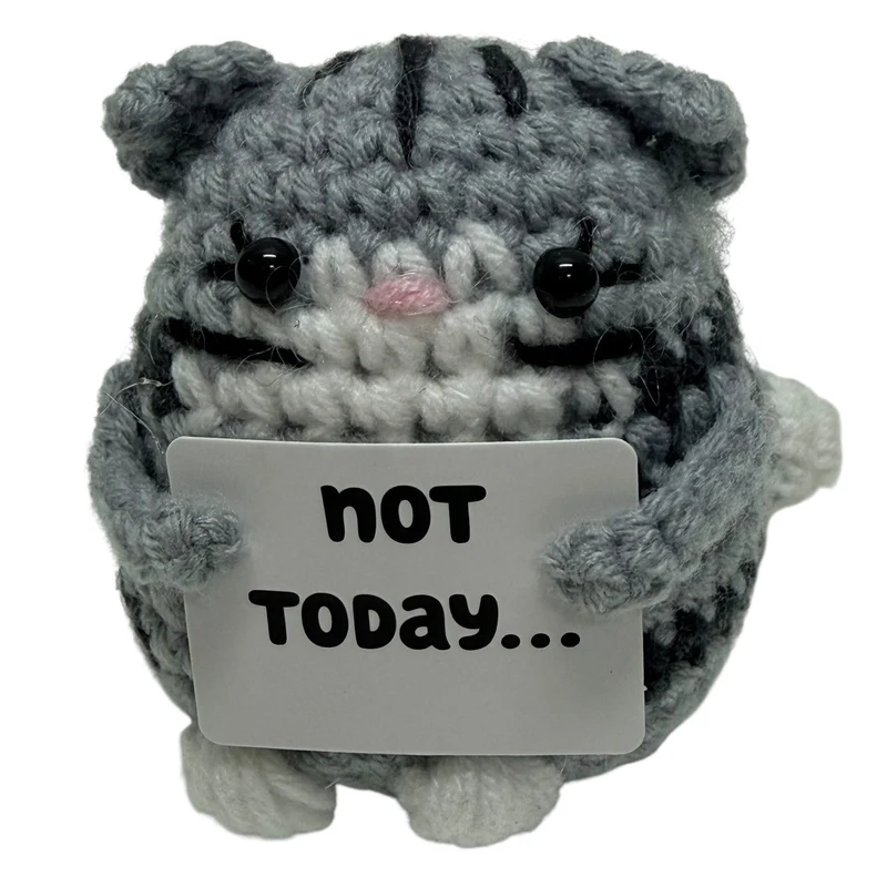 Not Today... Cat Mini Hand Crochet Plush Support by Kaiko