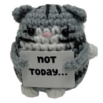 Not Today... Cat Mini Hand Crochet Plush Support by Kaiko