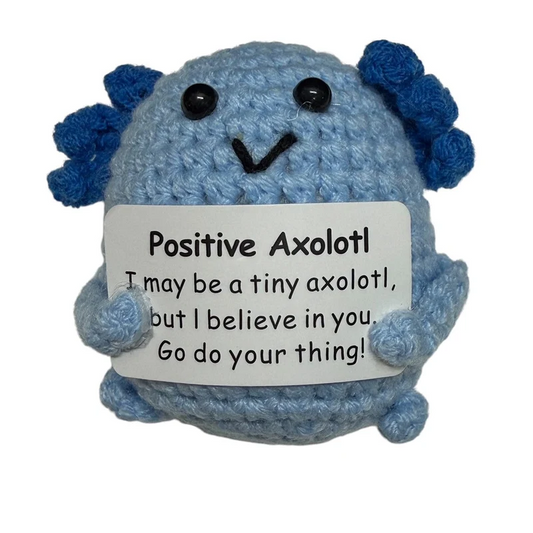 Positive Axolotl - Mini Hand Crochet Plush Support by Kaiko