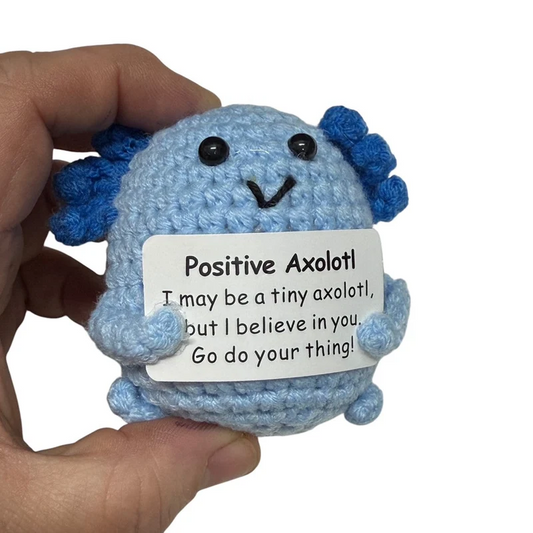 Positive Axolotl - Mini Hand Crochet Plush Support by Kaiko