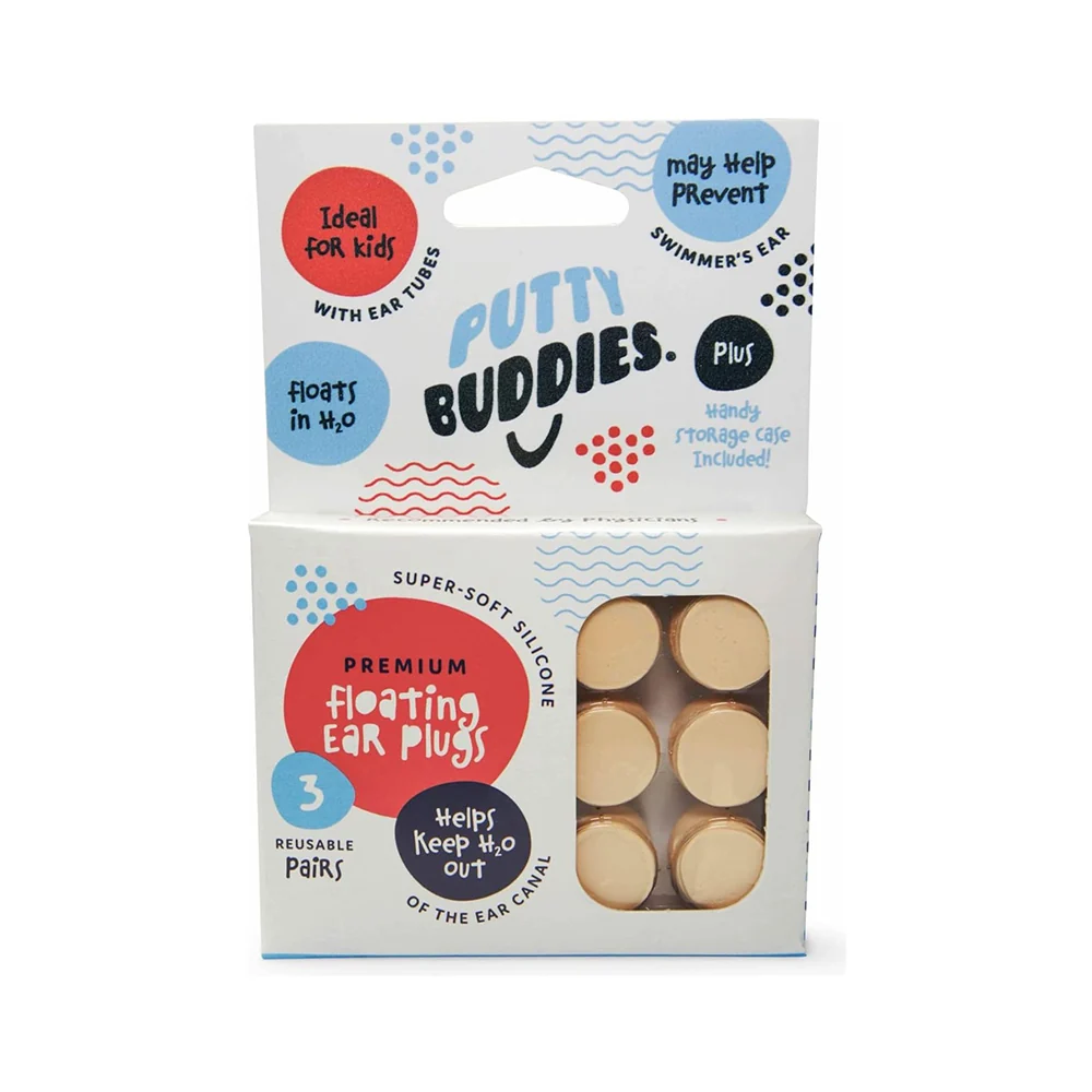 TAN Putty Buddies™ Floating Swimming Ear Plugs for Kids (3 Pair Pack)