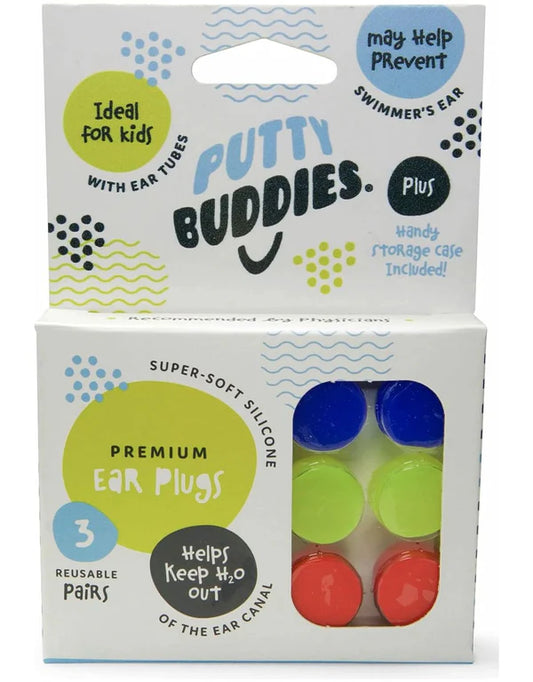 Putty Buddies™ Original Swimming Ear Plugs for Kids Red/Yellow/Blue
