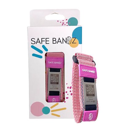 Safe Bandz- Waterproof Reflective Wristband for Worry-Free Adventures- Pink