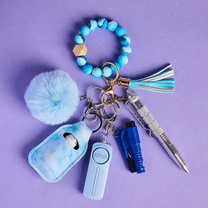 Blue Ocean Mist Beaded Safety Keychain by Kepler