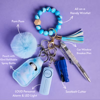 Blue Ocean Mist Beaded Safety Keychain by Kepler