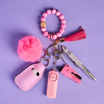 Pink Sassy B!tch Beaded Safety Keychain by Kepler
