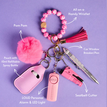 Pink Sassy B!tch Beaded Safety Keychain by Kepler