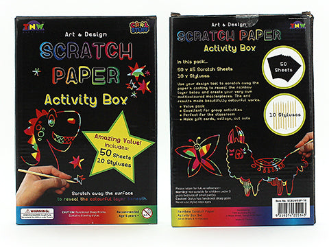 Scratch Paper Square SCRATCH PAPER ACTIVITY BOX (50 A5 Sheets, 10 Sticks) – TheHappyGiraffe