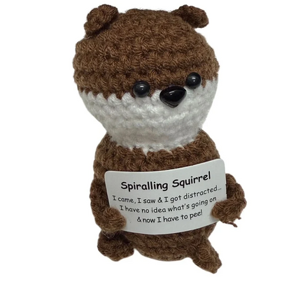 Spiralling Squirrel- Mini Hand Crochet Plush Support by Kaiko