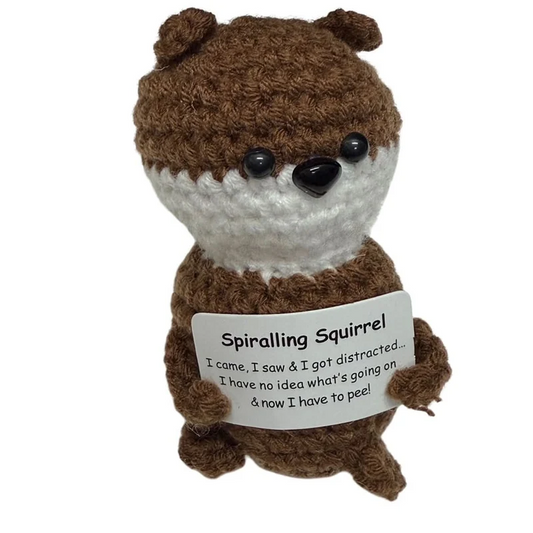 Spiralling Squirrel- Mini Hand Crochet Plush Support by Kaiko