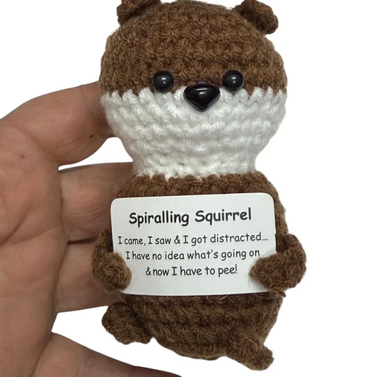 Spiralling Squirrel- Mini Hand Crochet Plush Support by Kaiko