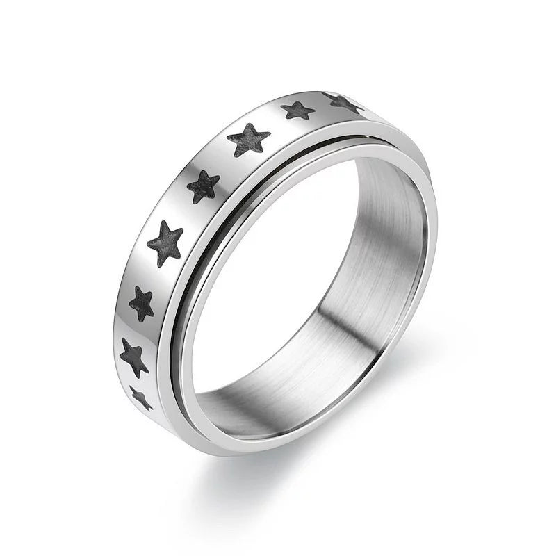 Star patterned Fidget Ring
