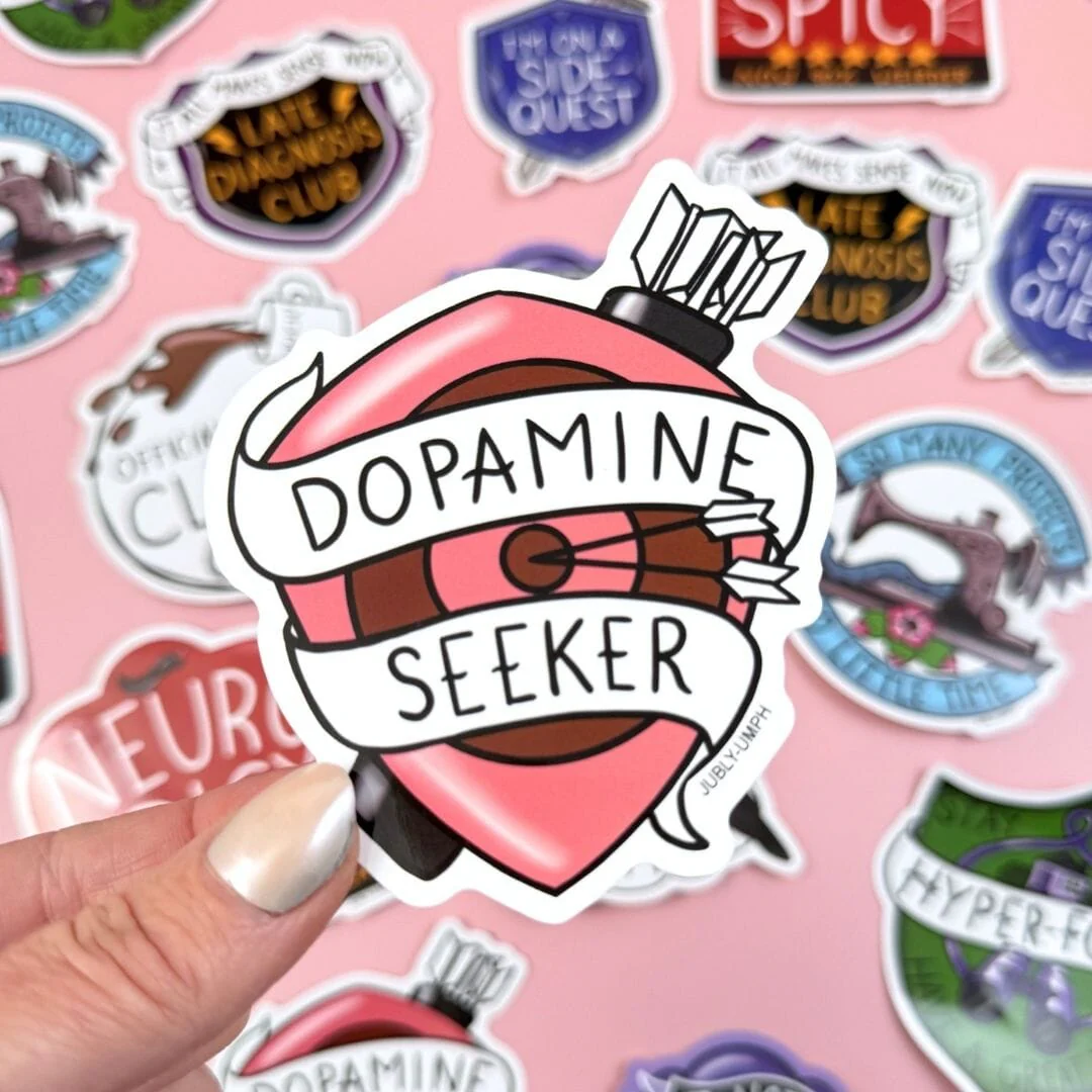 Sticker_Jubly_Umph_Dopamine_sticker_background. 